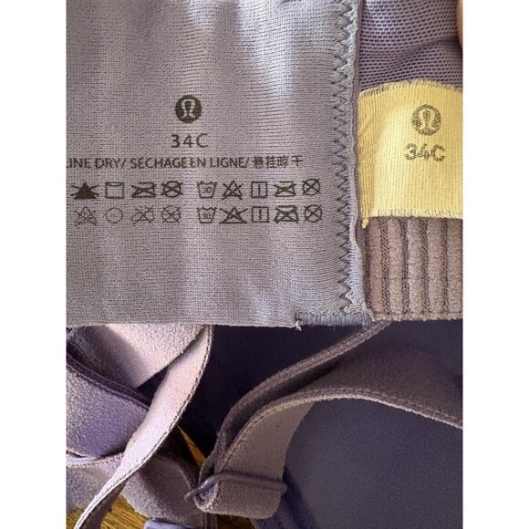 Lululemon Sports Bra Womens 34C Purple Crossback High Support Hook Eye Padded - Picture 4 of 5